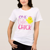 One Cute Chick Modern Girly Pasen Tri-Blend Shirt (Voorkant)