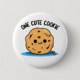 One Cute Cookie Funny Food Pun Ronde Button 5,7 Cm