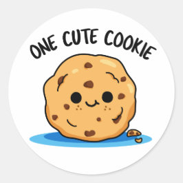 One Cute Cookie Funny Food Pun Ronde Sticker