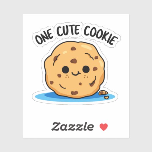 One Cute Cookie Funny Food Pun Sticker (Vel)