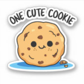 One Cute Cookie Funny Food Pun Sticker (Voorkant)