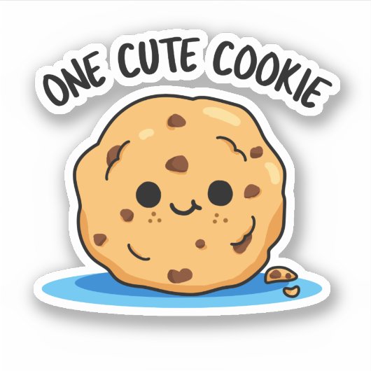 One Cute Cookie Funny Food Pun Sticker (Voorkant)