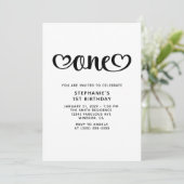 One Cute Hearts Script 1e verjaardag Kaart (Staand voorkant)