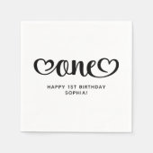One Cute Hearts Script 1e Verjaardag Servet (Voorkant)