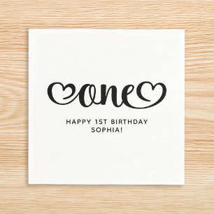 One Cute Hearts Script 1e Verjaardag Servet