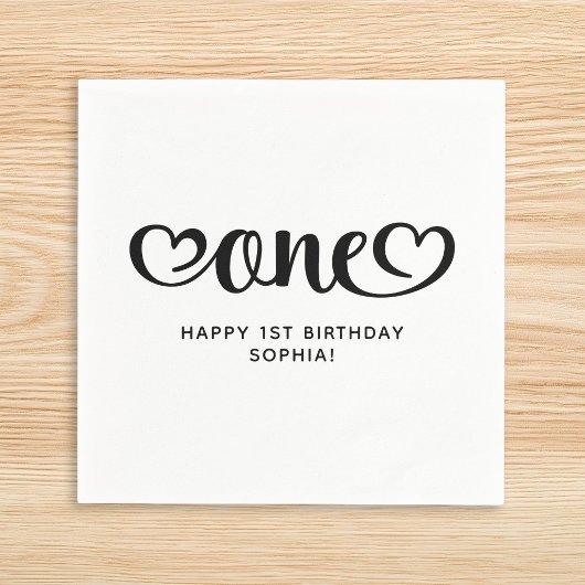 One Cute Hearts Script 1e Verjaardag Servet