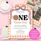 One Cutie Pie 1st Birthday Photo Invitation Kaart