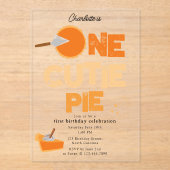 One Cutie Pie Invite 1st First Birthday Cute Acryl Uitnodigingen (Voorkant)