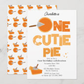 One Cutie Pie Invite 1st First Birthday Cute Kaart (Voorkant / Achterkant)