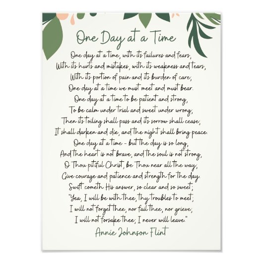 One Day At a Time Annie Johnson Flint Art Foto Afdruk (Voorkant)