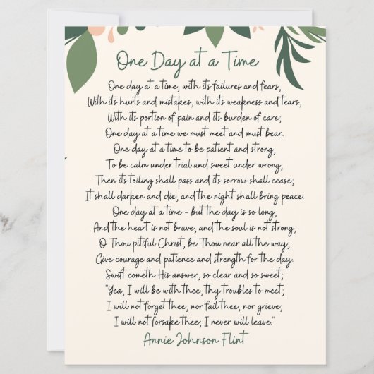 One Day At A Time Annie Johnson Flint Paper Sheet (Voorkant)