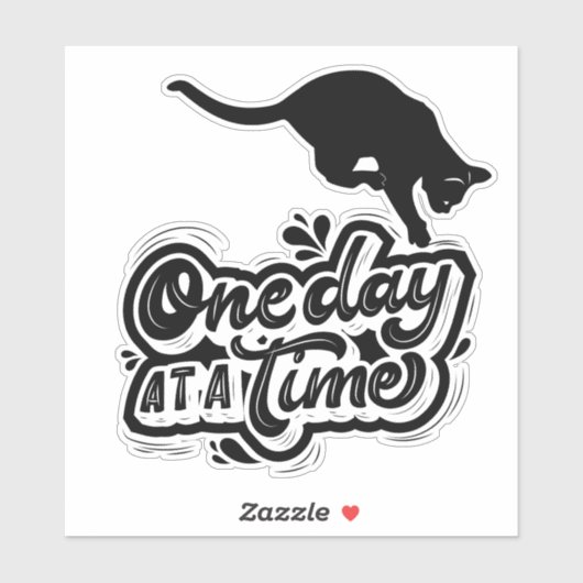"One Day at a Time" - Black Cat Sticker (Vel)