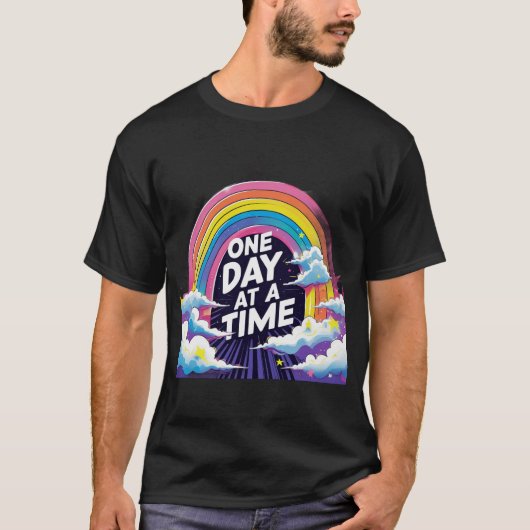 One Day at a Time – Rainbow Mental Health T-Shirt (Voorkant)