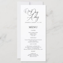 One Day Away Elegant Script Oefendiner Menu