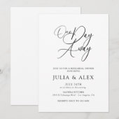 One Day Away Elegant Script Rehearsal Dinner Kaart (Voorkant / Achterkant)