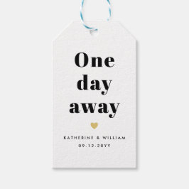 One Day Away Gold Heart Wedding repetitie diner Cadeaulabel