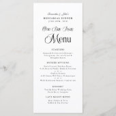 One Day Away Moderne Elegante Oefenavondmaal Menu (Voorkant)