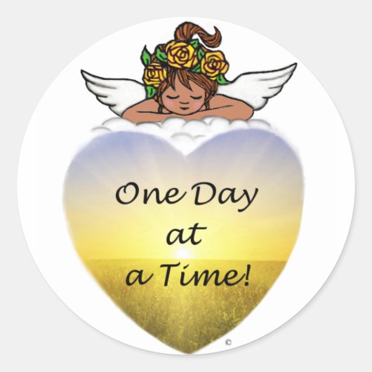 One Day Ethnic Angel Ronde Sticker (Voorkant)
