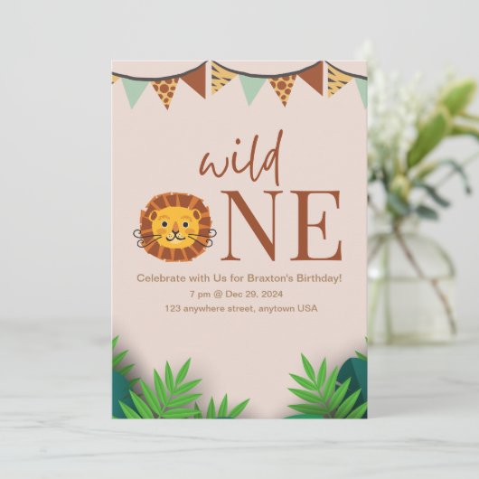 One Day gepersonaliseerde Safari oerwoud Verjaarda Kaart (Staand voorkant)