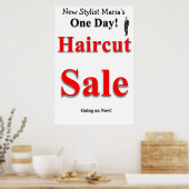 One Day Haircut Sale Beauty Salon Poster (Keuken)