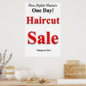 One Day Haircut Sale Beauty Salon Poster (Keuken)