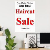 One Day Haircut Sale Beauty Salon Poster (Thuiskantoor)