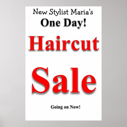 One Day Haircut Sale Beauty Salon Poster (Voorkant)