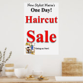 One Day Haircut Sale Beauty Salon Poster (Keuken)
