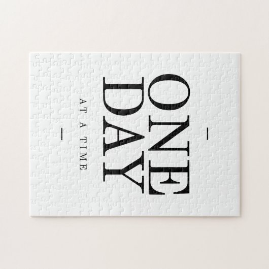 One Day Inspirating Sobriety Quote White Black Legpuzzel (Horizontaal)