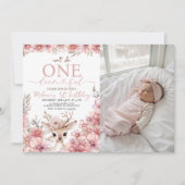 One-deer-ful Photo Birthday Invitation Kaart (Voorkant)