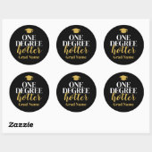 One Degree Hotter - Afstudeerder Naam en Pet - Zwa Ronde Sticker (Vel)