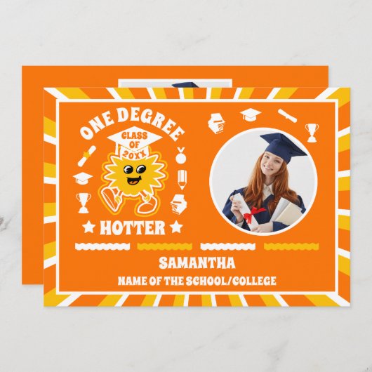 One Degree Hotter Retro 2 Foto Afstuderen Aankondiging (Voorkant / Achterkant)