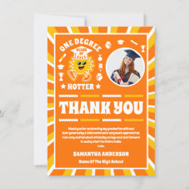 One Degree Hotter Retro Foto Afstuderen Bedankkaart