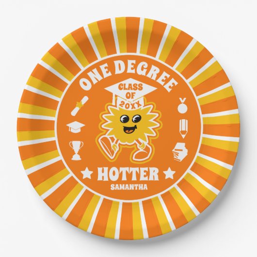One Degree Hotter Retro Graduation Party Papieren Bordje (Voorkant)