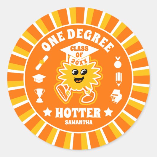 One Degree Hotter Retro Graduation Party Ronde Sticker (Voorkant)