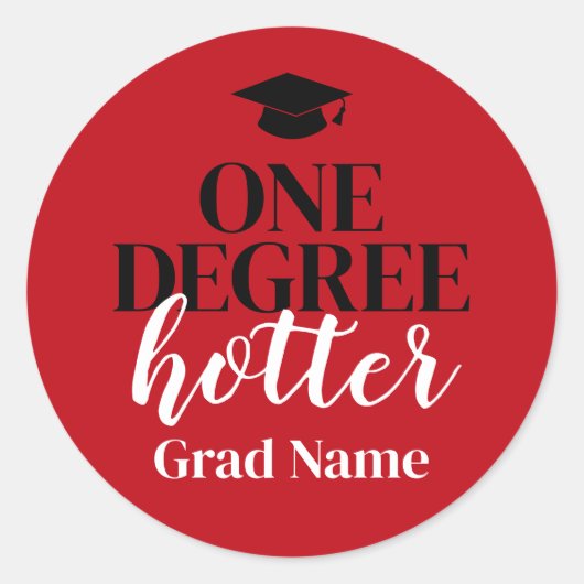 One Degree Hotter - Rood Zwart - Afstuderen Ronde Sticker (Voorkant)