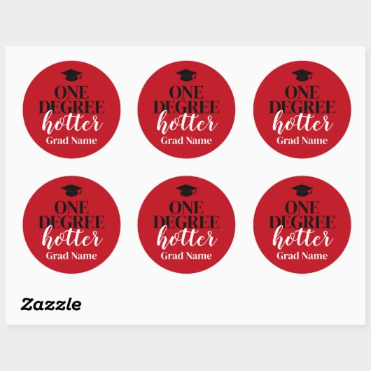 One Degree Hotter - Rood Zwart - Afstuderen Ronde Sticker (Vel)
