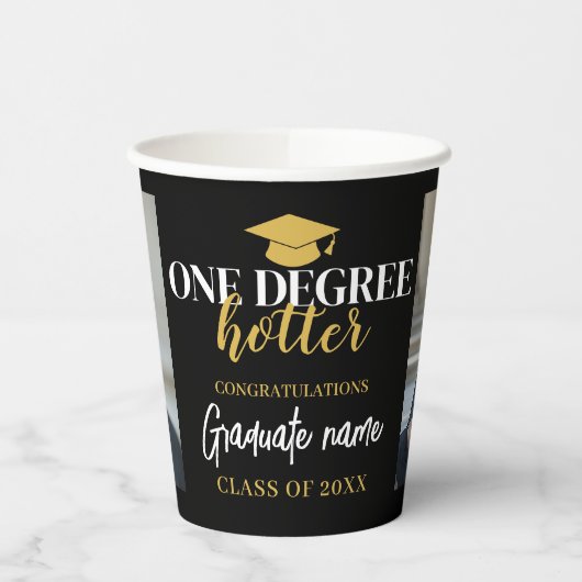 One Degree Hotter - Zwart Goud Afstuderen 2 Foto's Papieren Bekers (Links)