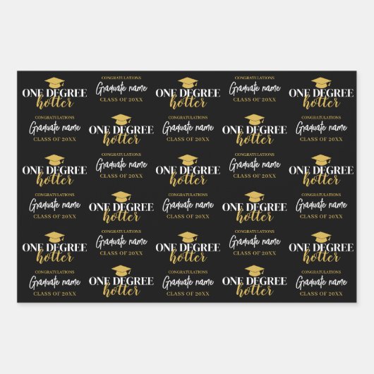 One Degree Hotter - Zwart Goud Afstuderen Inpakpapier Vel (Voorkant)