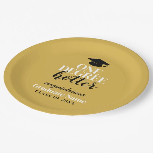 One Degree Hotter - Zwart Goud - Afstuderen Papieren Bordje (Gekanteld)