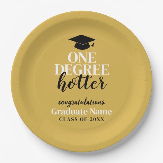 One Degree Hotter - Zwart Goud - Afstuderen Papieren Bordje (Voorkant)