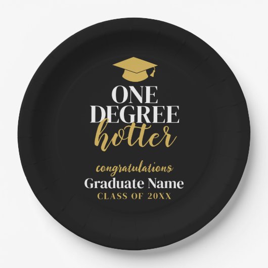 One Degree Hotter - Zwart Goud - Afstuderen Papieren Bordje (Voorkant)