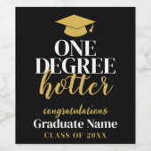 One Degree Hotter - Zwart Goud - Afstuderen Wijn Etiket (Enkel label)