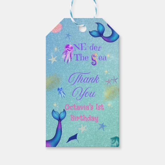One-der het Zee Eerste Verjaardag Cadeaulabel (Voorkant)