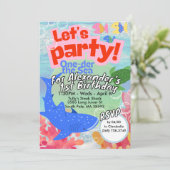 One-der Het Zee Eerste Verjaardag Uitnodigen Kaart (Staand voorkant)