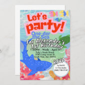 One-der Het Zee Eerste Verjaardag Uitnodigen Kaart (Voorkant / Achterkant)