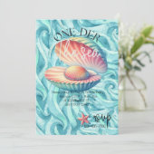 One-der het Zee Eerste Verjaardag Uitnodiging (Staand voorkant)