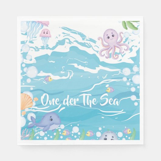 One-der The Sea First Birthday Party Napkiins Servet (Voorkant)