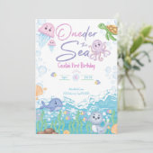 One-der the Sea Pastel Birthday Invitation Kaart (Staand voorkant)