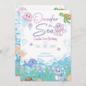 One-der the Sea Pastel Birthday Invitation Kaart (Voorkant / Achterkant)